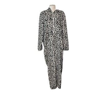 Forever 21 Fleece Half Zip Snow Leopard Print One Piece Size Large
